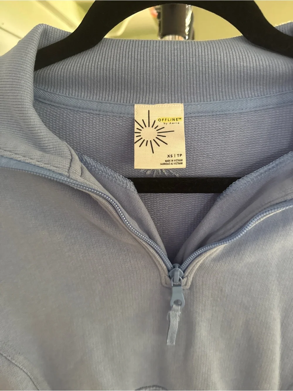 Offline By Aerie Light Blue Cropped Half-Zip Sweatshirt